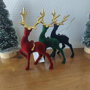 Set of 3 Target Wondershop Flocked Deer Ornaments